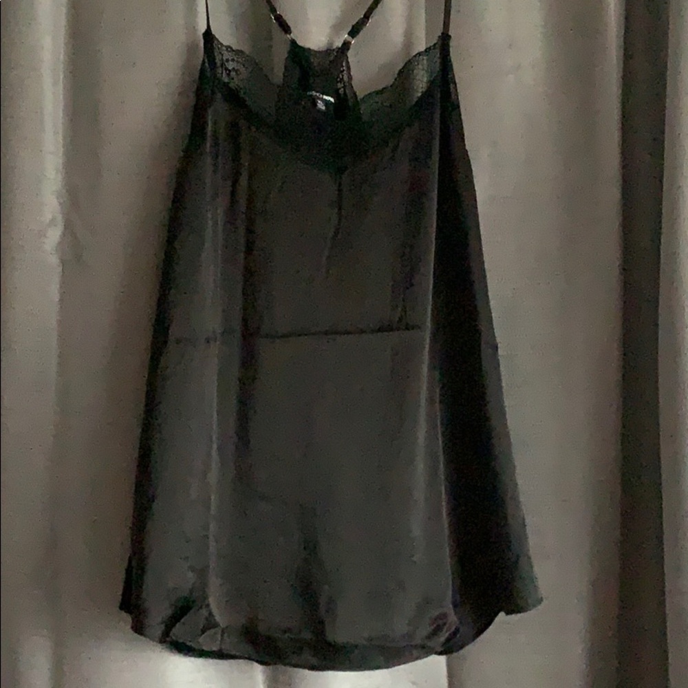 Black silk and lace tank top